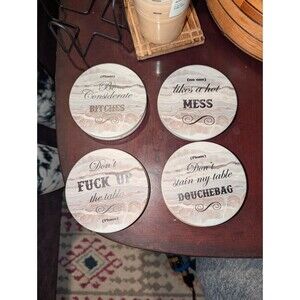Set Of 8 Novelty Coasters Adult Drinking - BLACK